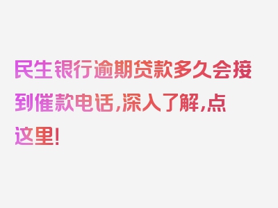 民生银行逾期贷款多久会接到催款电话，深入了解，点这里！