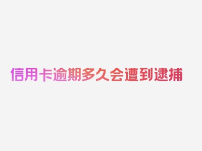 信用卡逾期多久会遭到逮捕