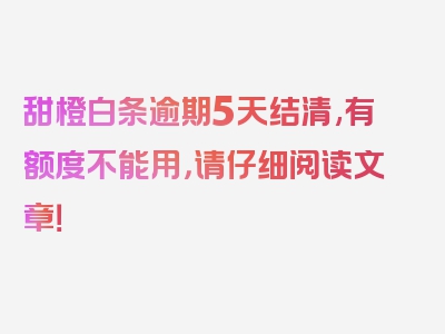 甜橙白条逾期5天结清,有额度不能用，请仔细阅读文章！