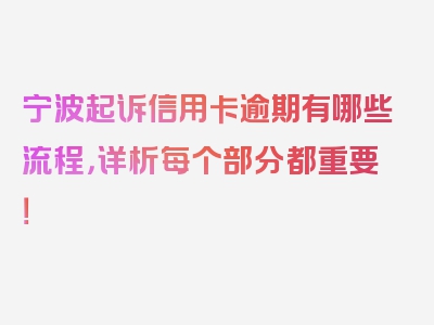 宁波起诉信用卡逾期有哪些流程，详析每个部分都重要！