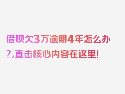 借呗欠3万逾期4年怎么办?，直击核心内容在这里！