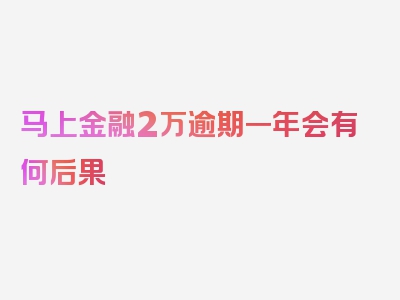 马上金融2万逾期一年会有何后果