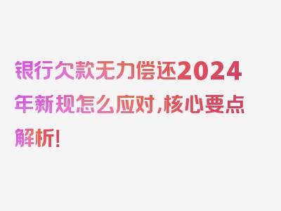 银行欠款无力偿还2024年新规怎么应对，核心要点解析！