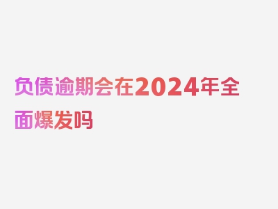 负债逾期会在2024年全面爆发吗