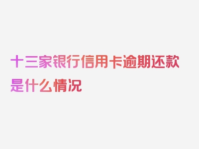 十三家银行信用卡逾期还款是什么情况