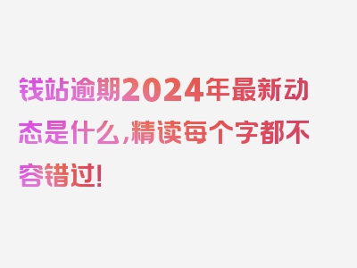 钱站逾期2024年最新动态是什么，精读每个字都不容错过！