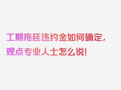 工期拖延违约金如何确定，观点专业人士怎么说！