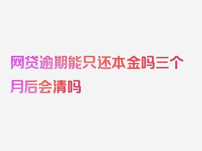 网贷逾期能只还本金吗三个月后会清吗