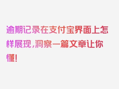 逾期记录在支付宝界面上怎样展现，洞察一篇文章让你懂！