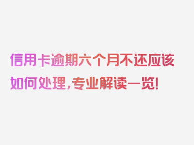 信用卡逾期六个月不还应该如何处理，专业解读一览！