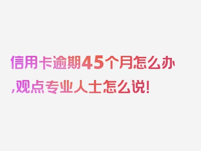 信用卡逾期45个月怎么办，观点专业人士怎么说！