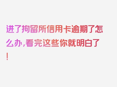 进了拘留所信用卡逾期了怎么办，看完这些你就明白了!