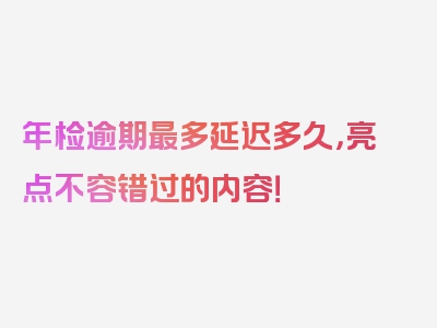 年检逾期最多延迟多久，亮点不容错过的内容！