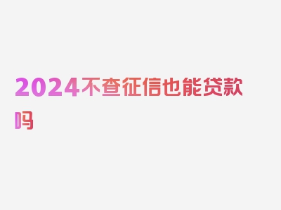 2024不查征信也能贷款吗