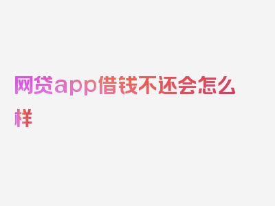 网贷app借钱不还会怎么样