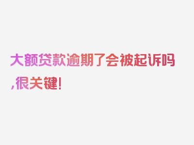 大额贷款逾期了会被起诉吗，很关键!