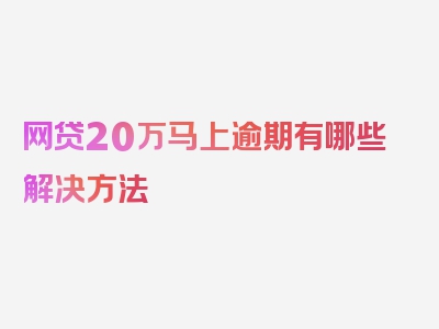 网贷20万马上逾期有哪些解决方法