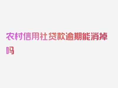 农村信用社贷款逾期能消掉吗