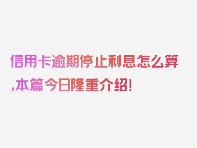 信用卡逾期停止利息怎么算，本篇今日隆重介绍!