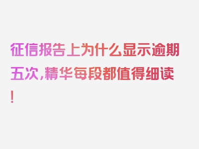 征信报告上为什么显示逾期五次，精华每段都值得细读！