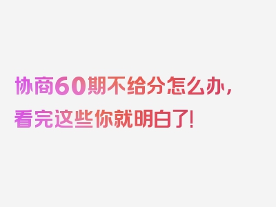 协商60期不给分怎么办，看完这些你就明白了!