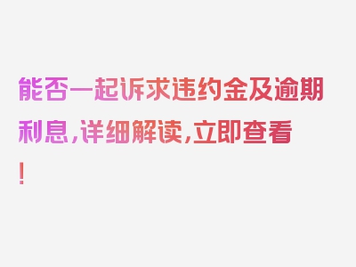 能否一起诉求违约金及逾期利息，详细解读，立即查看！