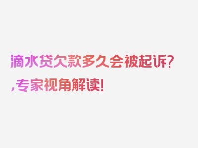 滴水贷欠款多久会被起诉?，专家视角解读！