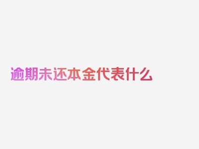 逾期未还本金代表什么