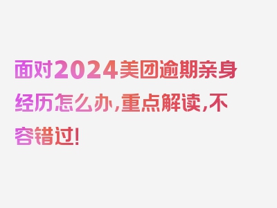 面对2024美团逾期亲身经历怎么办，重点解读，不容错过！