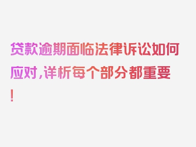 贷款逾期面临法律诉讼如何应对，详析每个部分都重要！