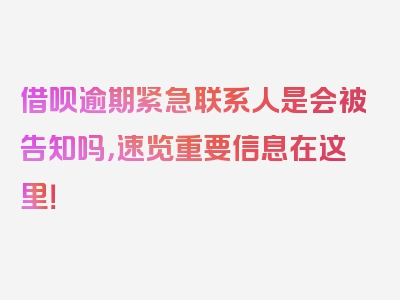 借呗逾期紧急联系人是会被告知吗，速览重要信息在这里！