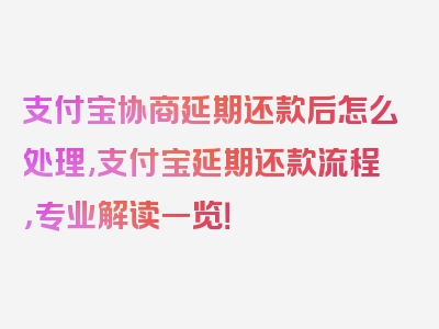 支付宝协商延期还款后怎么处理,支付宝延期还款流程，专业解读一览！