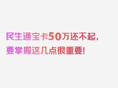 民生通宝卡50万还不起，要掌握这几点很重要！