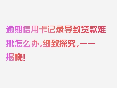 逾期信用卡记录导致贷款难批怎么办，细致探究，一一揭晓！