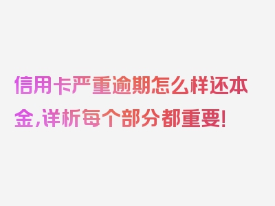 信用卡严重逾期怎么样还本金，详析每个部分都重要！