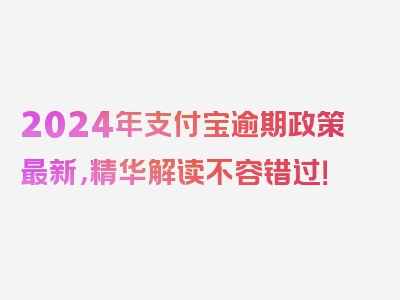 2024年支付宝逾期政策最新，精华解读不容错过！