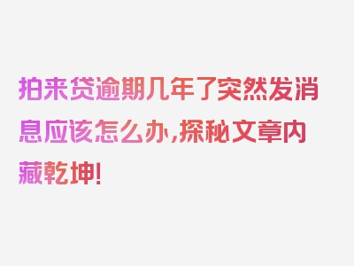 拍来贷逾期几年了突然发消息应该怎么办，探秘文章内藏乾坤！