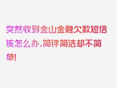 突然收到金山金融欠款短信该怎么办，简评简洁却不简单！