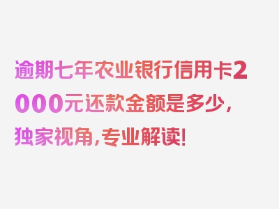 逾期七年农业银行信用卡2000元还款金额是多少，独家视角，专业解读！