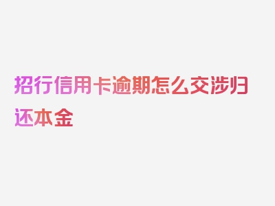 招行信用卡逾期怎么交涉归还本金