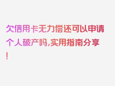 欠信用卡无力偿还可以申请个人破产吗，实用指南分享！