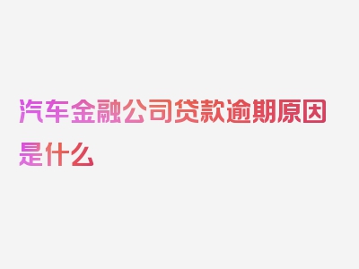 汽车金融公司贷款逾期原因是什么