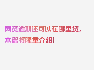 网贷逾期还可以在哪里贷，本篇将隆重介绍!