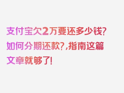 支付宝欠2万要还多少钱?如何分期还款?，指南这篇文章就够了！