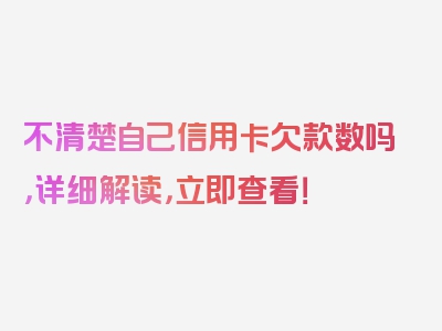 不清楚自己信用卡欠款数吗，详细解读，立即查看！