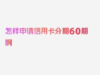 怎样申请信用卡分期60期啊