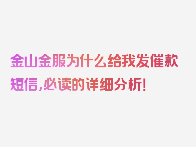 金山金服为什么给我发催款短信，必读的详细分析！