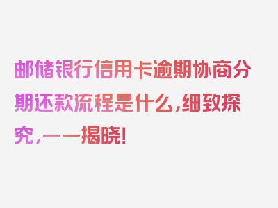 邮储银行信用卡逾期协商分期还款流程是什么，细致探究，一一揭晓！