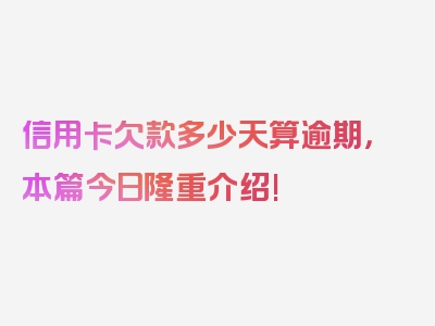 信用卡欠款多少天算逾期，本篇今日隆重介绍!