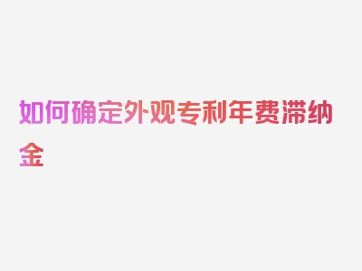 如何确定外观专利年费滞纳金